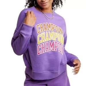 NWT Women's Champion Power Blend Fleece Relaxed Crew in Purple Size 2X